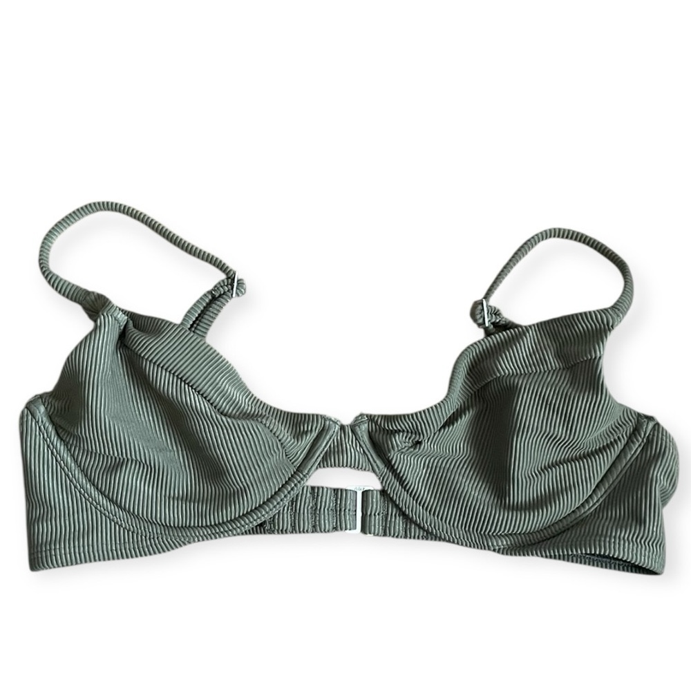 Abercrombie & Fitch Ribbed Underwire Bikini Top Sage Green Womens Small Preppy